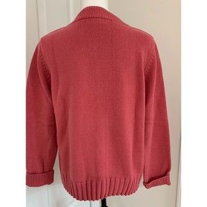 Orvis Cotton-Blend Long Sleeve Deep Pink Sweater Cardigan Size M